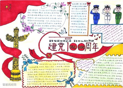 2024中国建党100周年手抄报图片