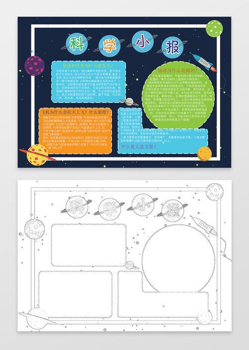 宇宙手抄报图片大全探索宇宙简约卡通小学生word手抄报小报模板