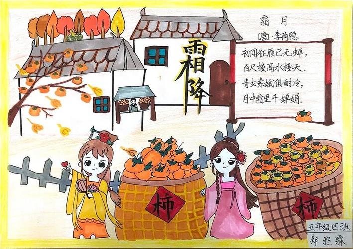 我眼中的霜降同学们以 我眼中的霜降 为主题绘制了手抄报 图文并茂地