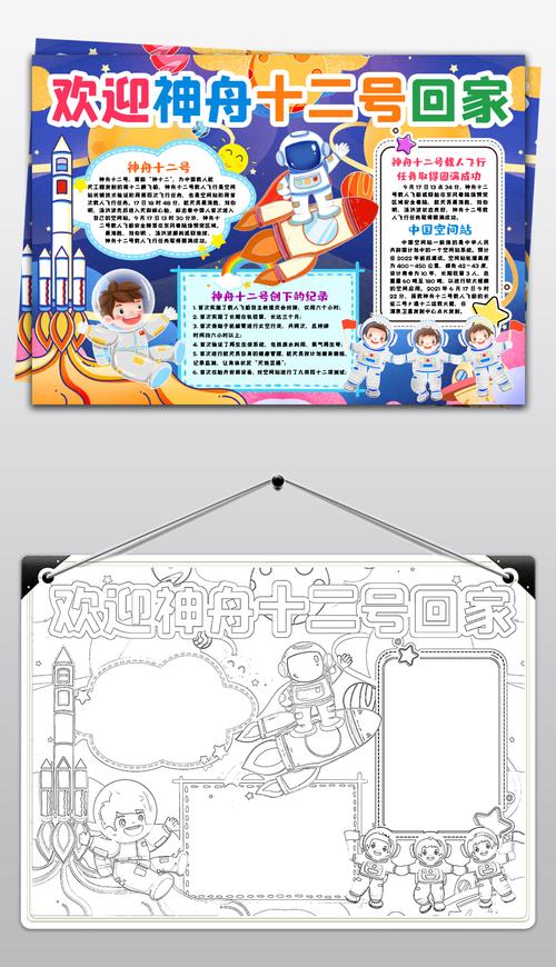 原创神舟十二号载人飞船小报科技航天宇宙手抄报小报版权可商用