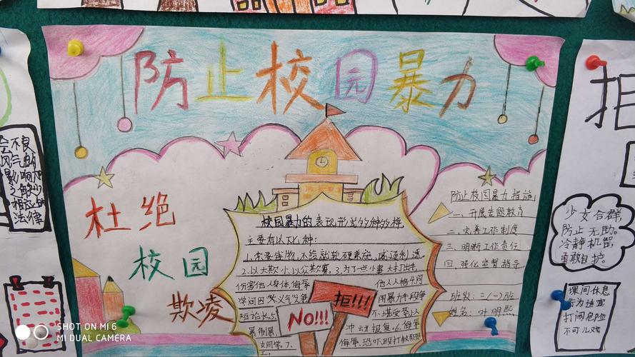 河滨河洛实验学校蜜蜂班 拒绝校园欺凌手抄报展