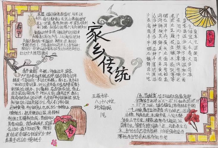 体验家乡春节民俗 感受传统文化魅力 玉燕中学八年级地理手抄报
