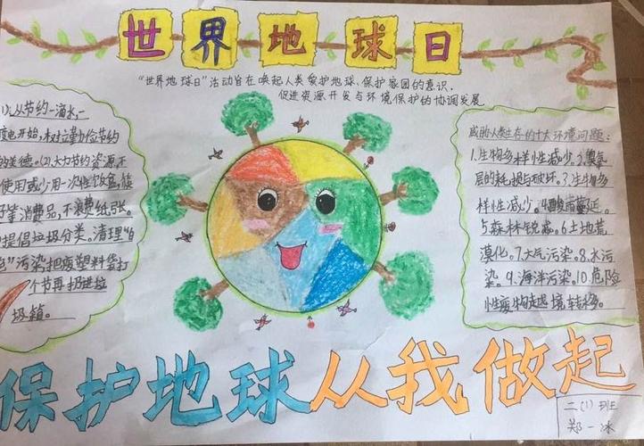 东二道巷小学开展 世界地球日 主题活动 善待地球 美丽家园 手抄报