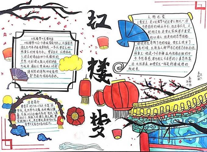 红楼梦手抄报模板简单又漂亮(28张)-360手抄报网