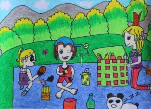 春天的野餐会亲子手抄报春天的手抄报