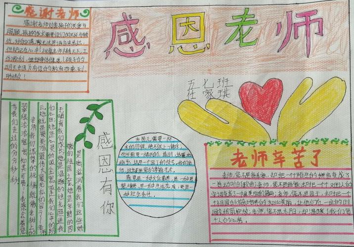 敬意七彩共绘美好未来一一秀延小学五年级 7 班感恩老师手抄报展评