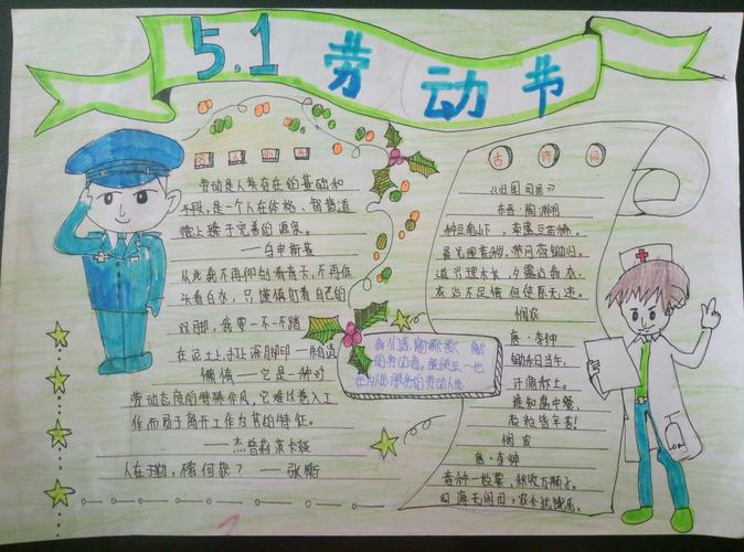 豁口小学六年级一班劳动节手抄报