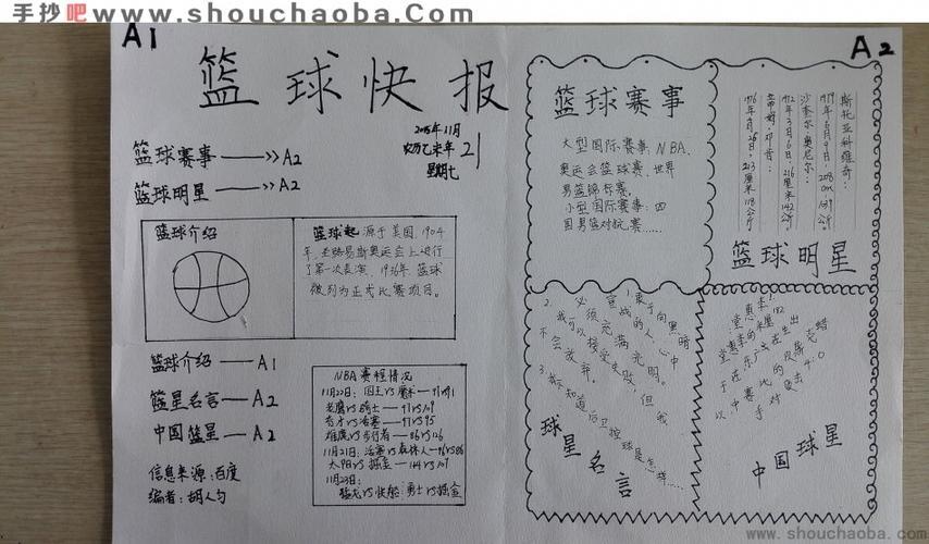 科比手抄小报蓝球手抄报读书小报手抄报