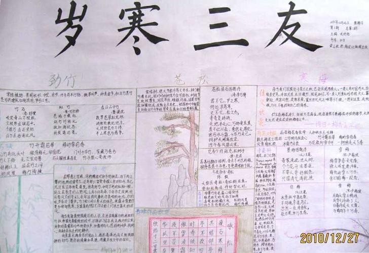 松竹梅岁寒三友手抄报版面设计