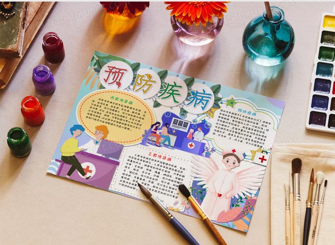 小清新卡通预防疾病感染病小报手抄报word模板