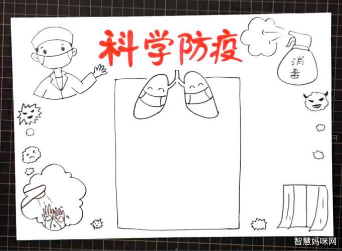 防疫手抄报黑白防疫手抄报黑白可打印
