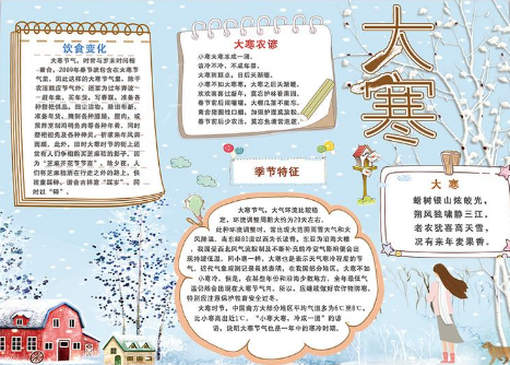 关于大寒的手抄报内容