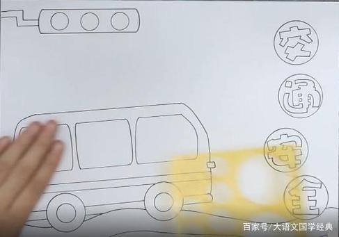 作为报头 接着我们在手抄报的左下方画出一辆公交大巴车 在手抄报的