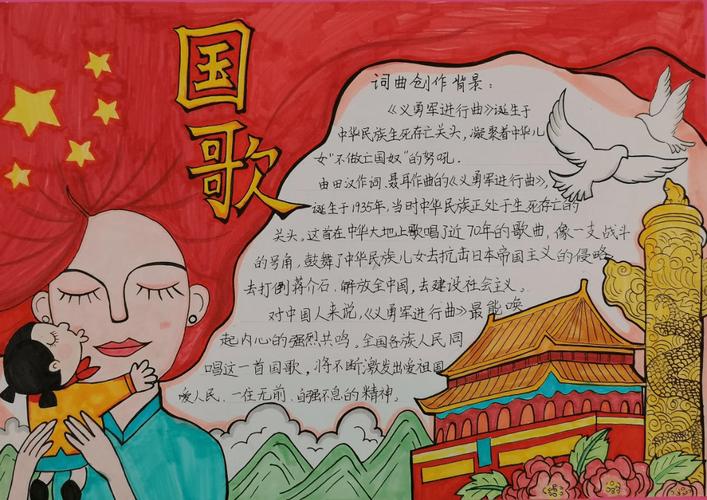 我心中的《国歌》 六年级音乐手抄报展 旋律 张玉珠 赵沂云