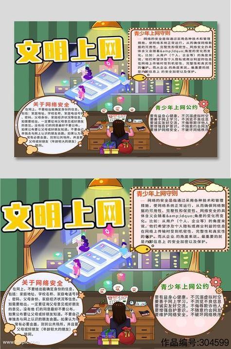 守法上网 安全上网小知识不在网上网络安全文明上网手抄报一等奖以