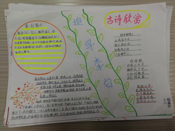 追寻李白 手抄报 2024.