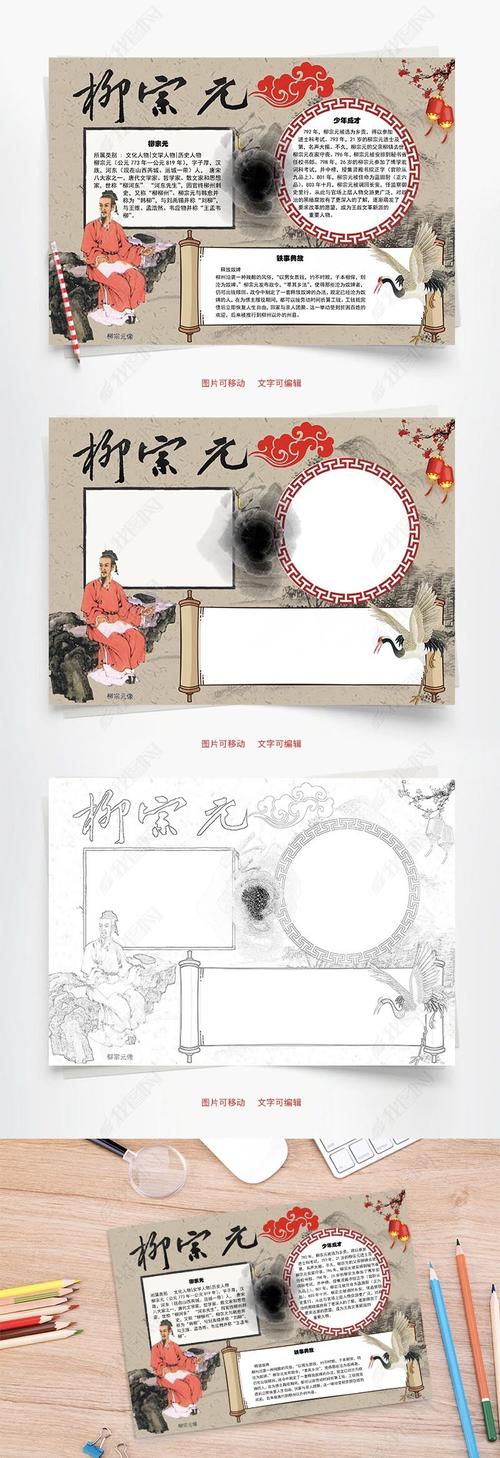 原创柳宗元word手抄报版权可商用