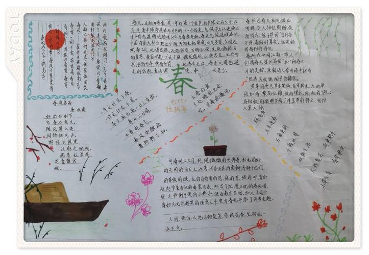 人间四月天 欢乐读书时 下原中学七年级《春》主题手抄报作品展