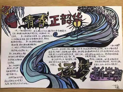 本周是一次以青春正韶华 筑梦新学期为主题的手抄报创作活动同学