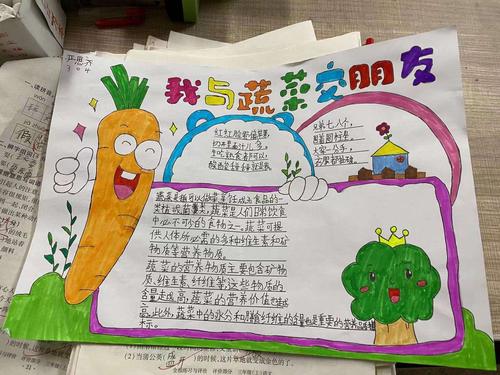 课后总结 了解了蔬菜那么多的奥秘 同学们可是迫不及待地用手抄报