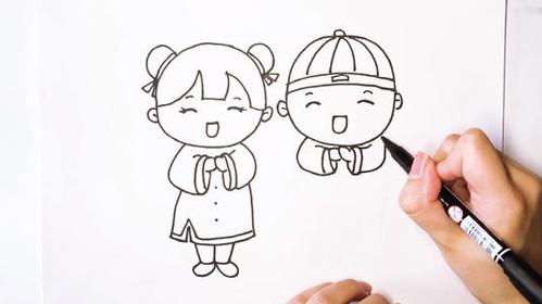 男孩女孩简笔画快画到手抄报上吧手抄报素材踢足球的小男孩简笔画法-3