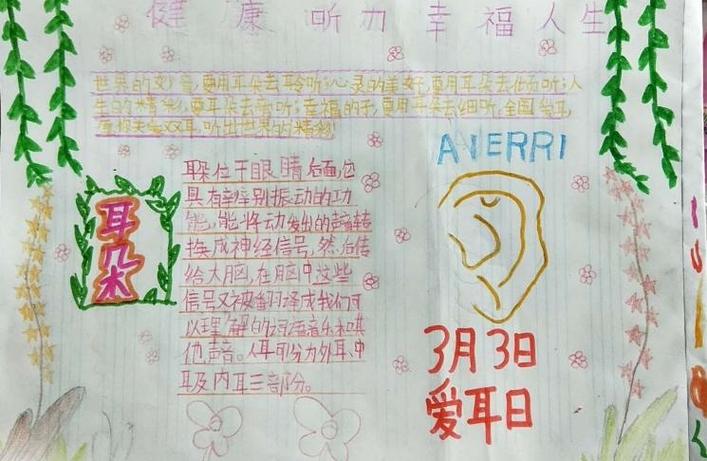 四年级一班爱耳日手抄报展览