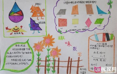 有趣的几何图形数学电子小报手抄报趣味数学乐园数学与生活板报模板