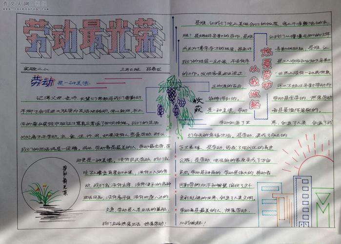 快乐迎接五一劳动节手抄报手抄报图片简单又漂亮作文人网 板报