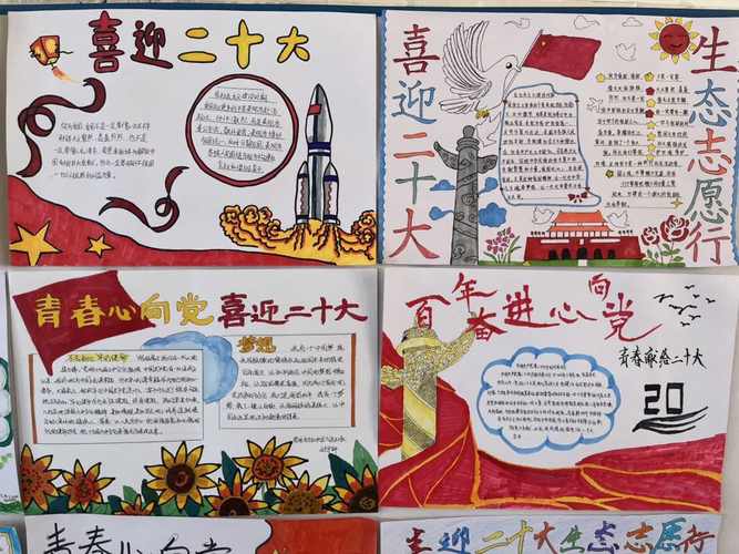喜迎二十大青春心向党手抄报展