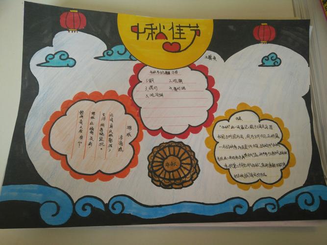 中秋节到了 孩子们用巧手绘制了一幅幅美丽的手抄报