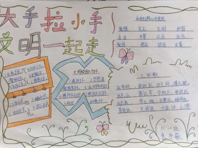 小手拉大手简单手抄报 小手拉大手手抄报