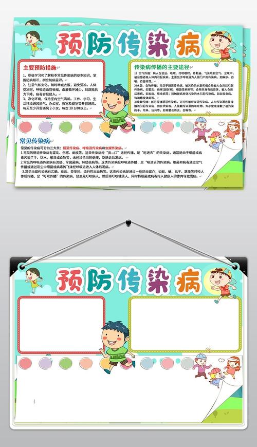 原创预防传染病小报黑白线描手抄报版权可商用