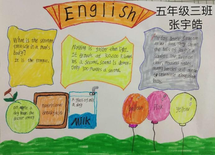 永宁县第三小学五年级学生手抄报竞赛2024年加钗中心小学英语手