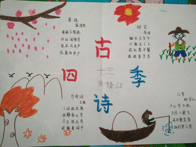 辛龙幼儿园诗词诵读系列活动 亲子绘制古诗词手抄报
