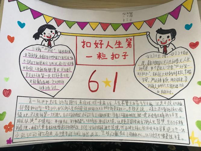 《扣好人生第一粒扣子》绘画手抄报二5班作品展