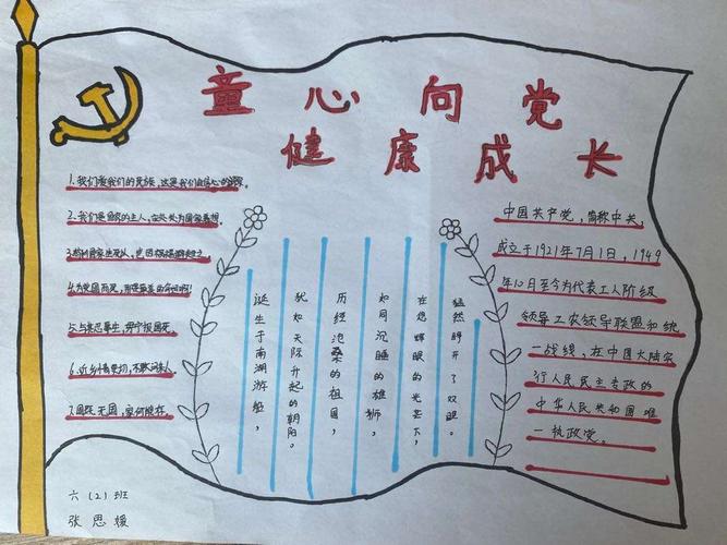 今天是7月1日 洛龙五小组织学生通过讲党史 绘画 手抄报 唱红歌多种