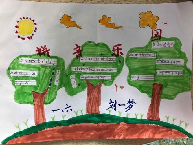 小学一年级同学的拼音手抄报作品