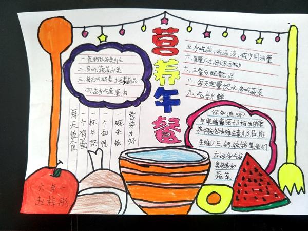 桓仁县北甸子小学 六年级赵梓彤 手抄报《营养午餐》