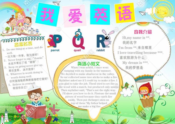 我爱英语创意英语学习卡通手抄小报手抄报 图片id:2304350 -学科手