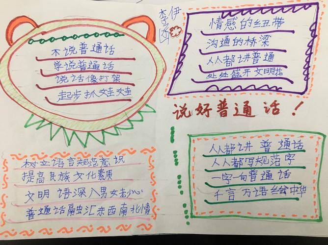 说普通话 写规范字 做文明人 城关镇保障小学手抄报集锦
