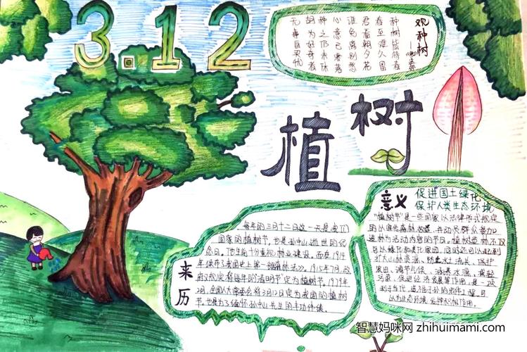 四年级3.12植树节手抄报绘画作品 13张 -图1