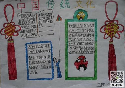 中国的传统文化手抄报图片-美丽的中国结 - 5068儿童网