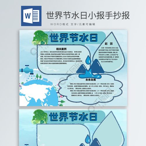 蓝色卡通世界节水日小报手抄报6