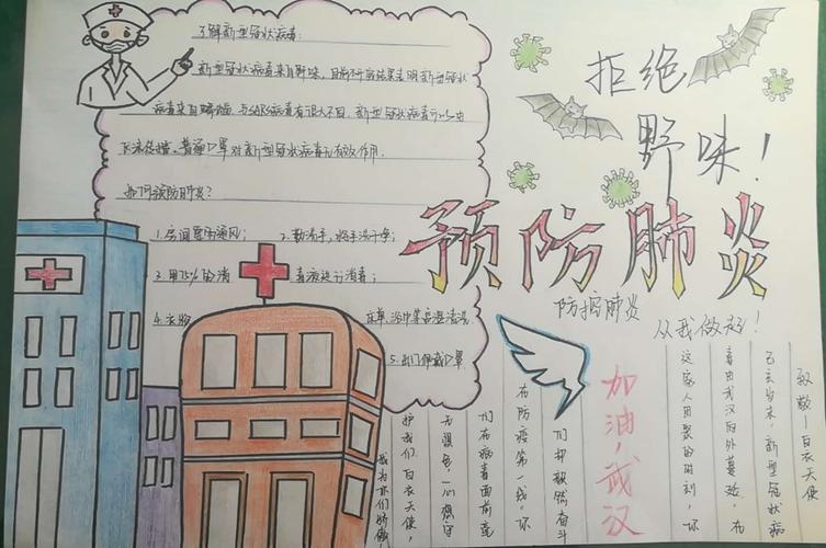 弘扬抗疫精神做自律中学生八开纸手抄报中学生手抄报