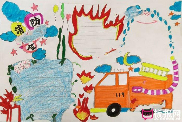 消防安全手抄报幼儿园119消防知识手抄报图片康宝尔幼儿园安全教育