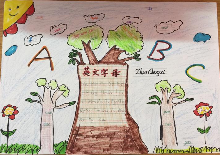 二年级英语 创意字母 手抄报 字母画报 评比结果及优秀作品展