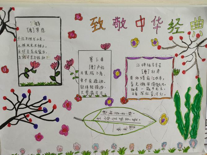 且末县第一小学四年级四班学生 致敬中华经典 手抄报展示