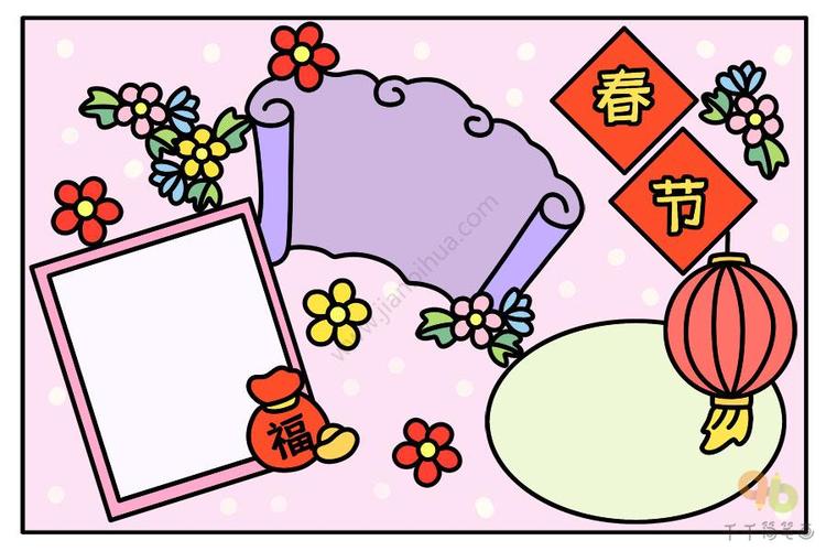 牛年春节主题手抄报模板大全简单又漂亮家长可收藏备用简笔画手新年