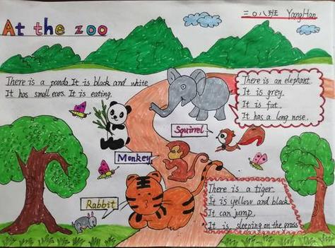 画一幅英语动物园的手抄报英语动物手抄报