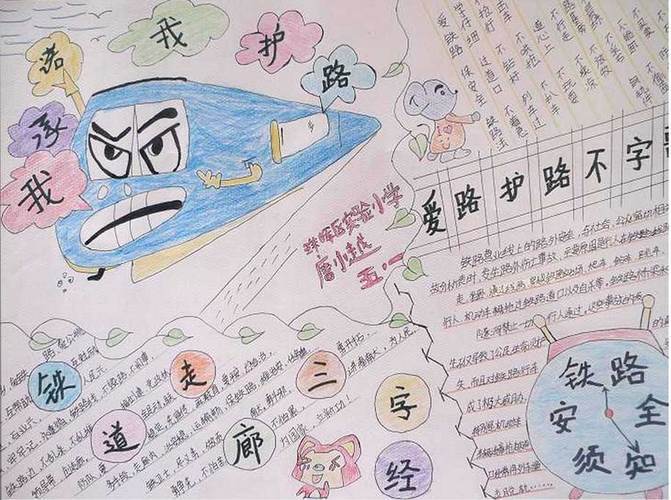 爱护铁路人人有责获奖手抄报铁路安全手抄报